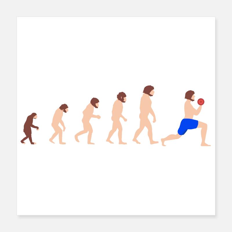 Bodybuilder d'haltérophilie Evolution Funny Gym Poster 40 x 40 cm