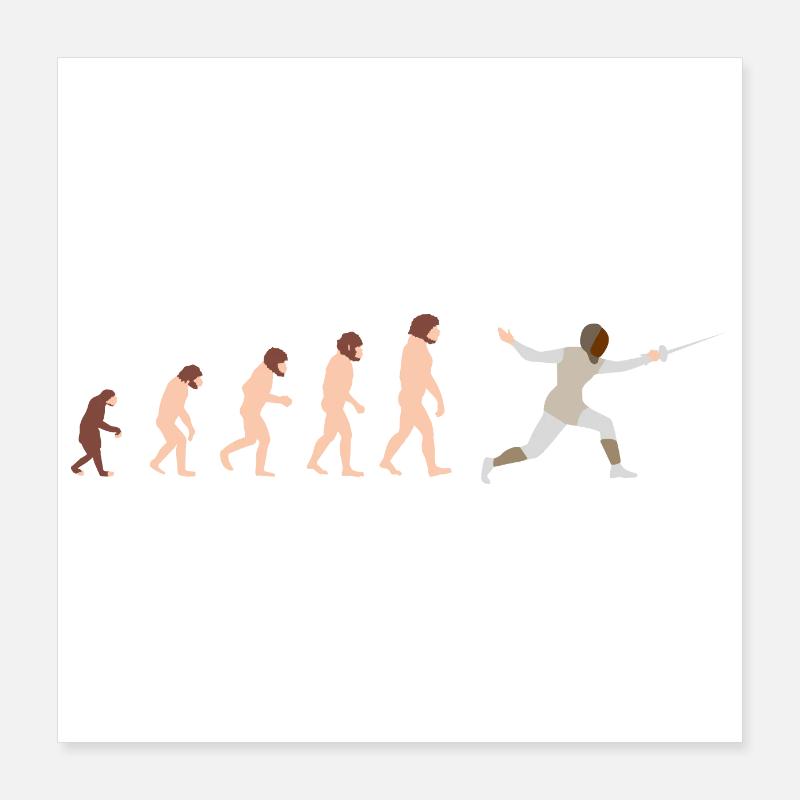 Evolution Fechten Lustige Geschenkidee Poster 40x40 cm