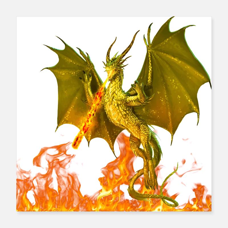 dragon fire fire Poster 16" x 16" (40x40 cm)