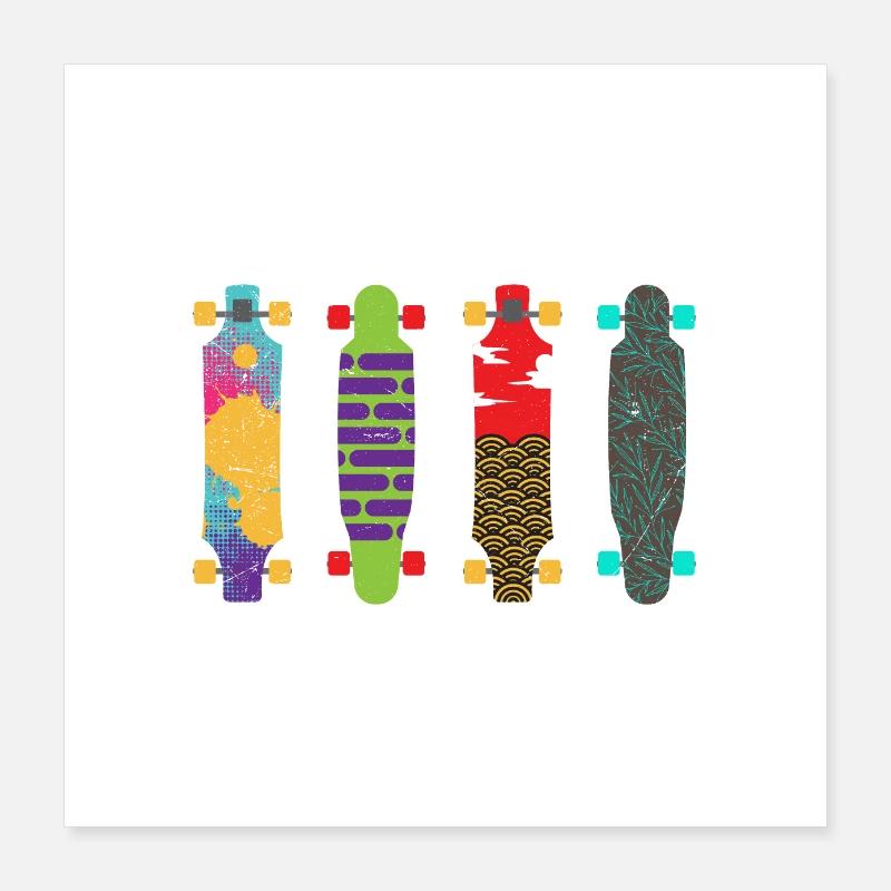 Longboard 4 Longboards für Longboarder Geschenk Poster 40x40 cm