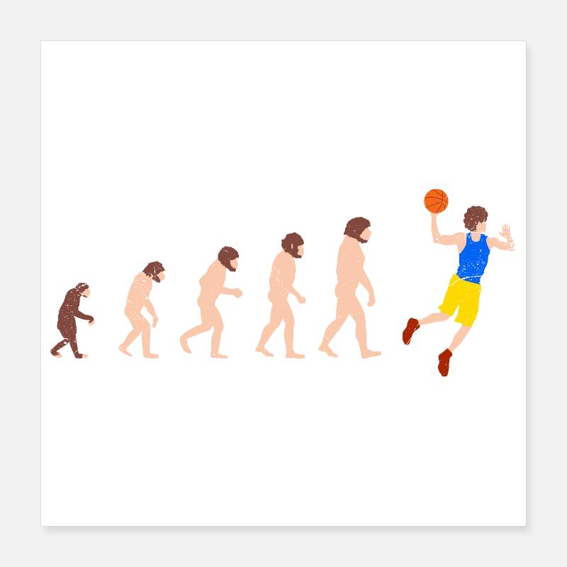 Evolution Basketballspieler Lustige Geschenkidee Poster 40x40 cm