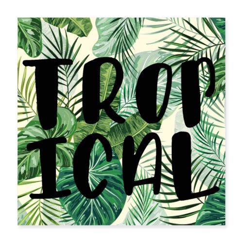 Tropical summer palms and letters - Poster 40x40 cm