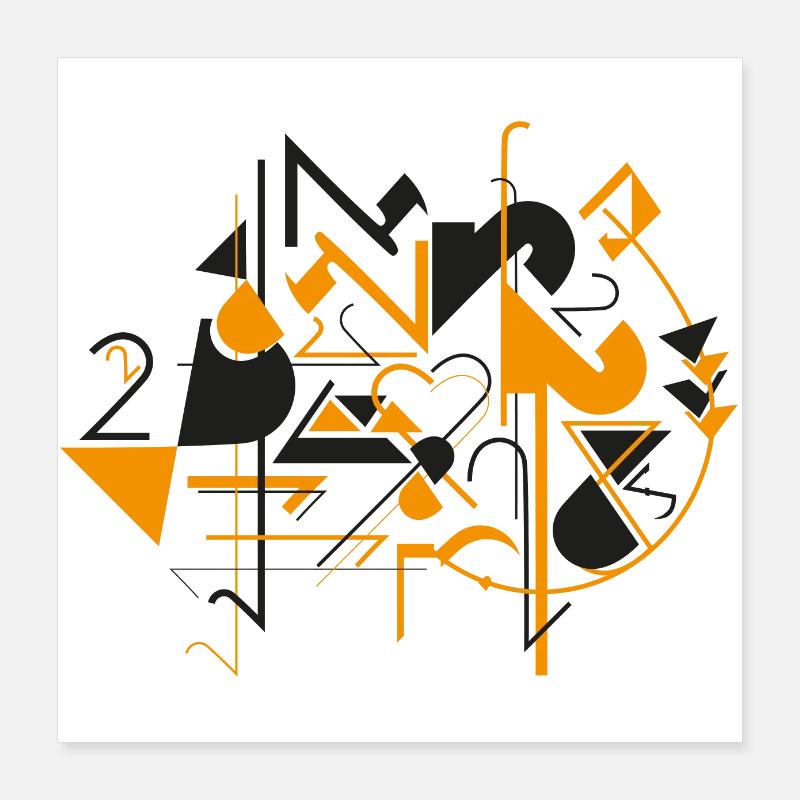 Art abstrait - numéro 2 - noir et orange Poster 40 x 40 cm