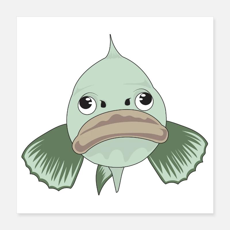 Grumpy Fish Emotion Aquarium Idée cadeau drôle Poster 40 x 40 cm