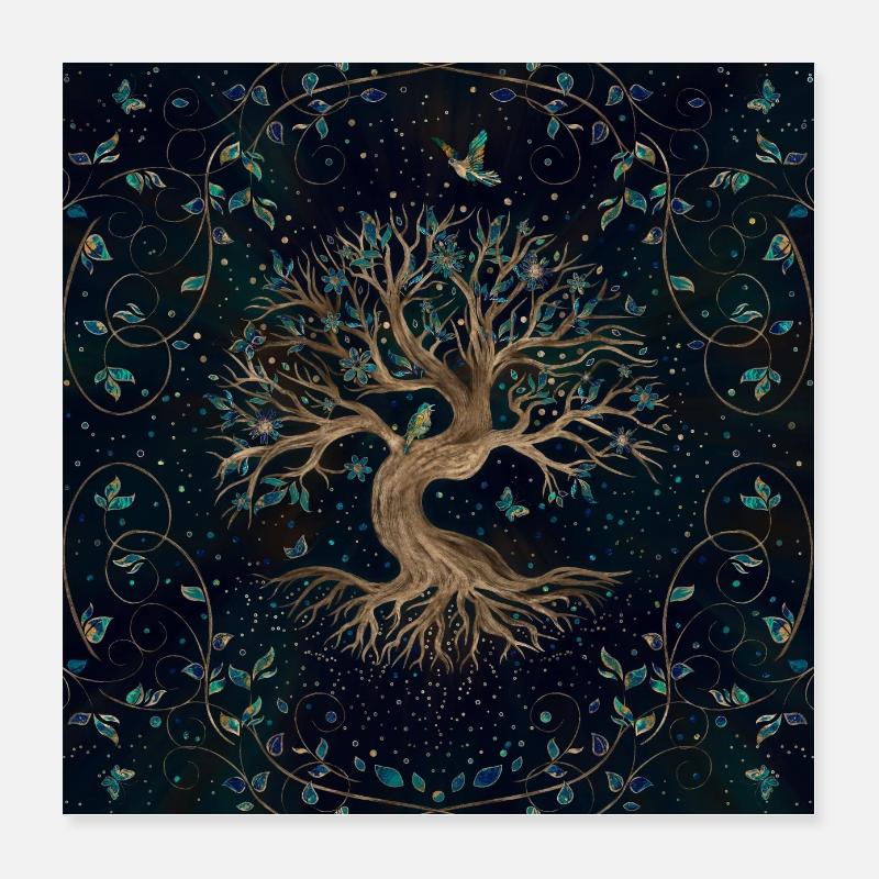 Baum des Lebens - Yggdrasil Poster 40x40 cm