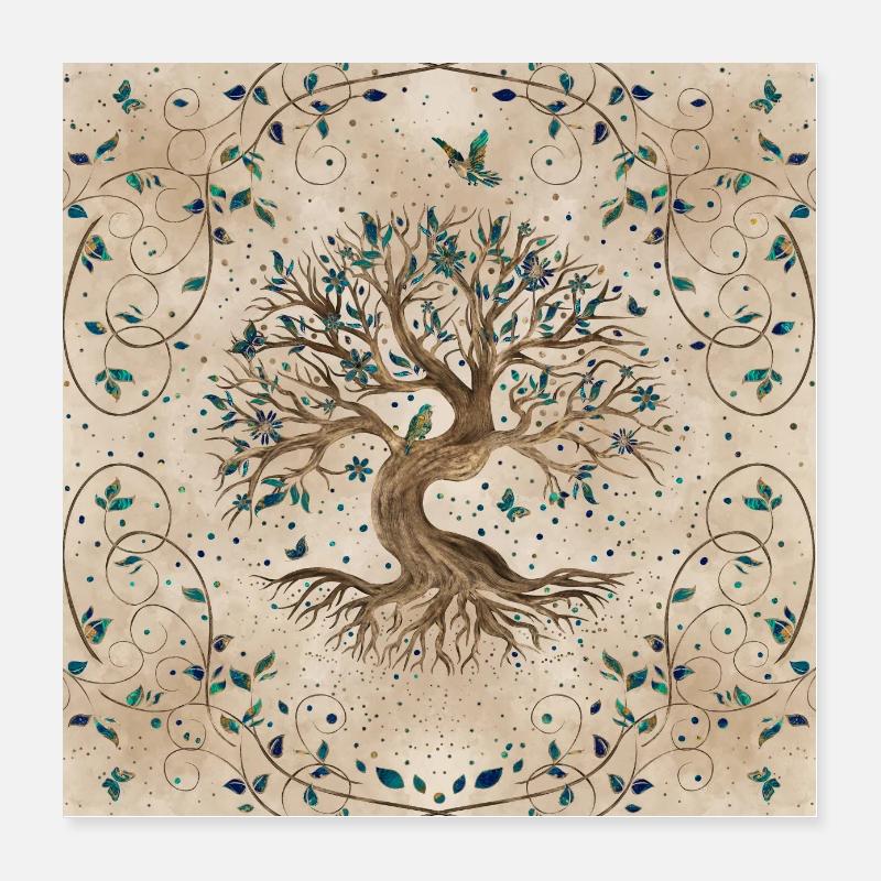 Baum des Lebens - Yggdrasil Poster 40x40 cm