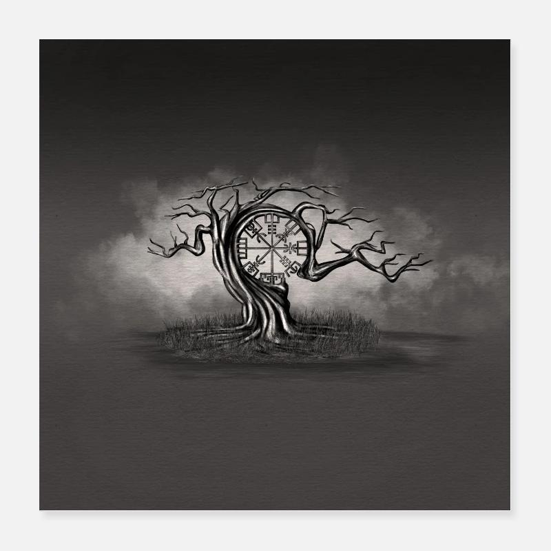 Vegvisir-Baum Poster 40x40 cm