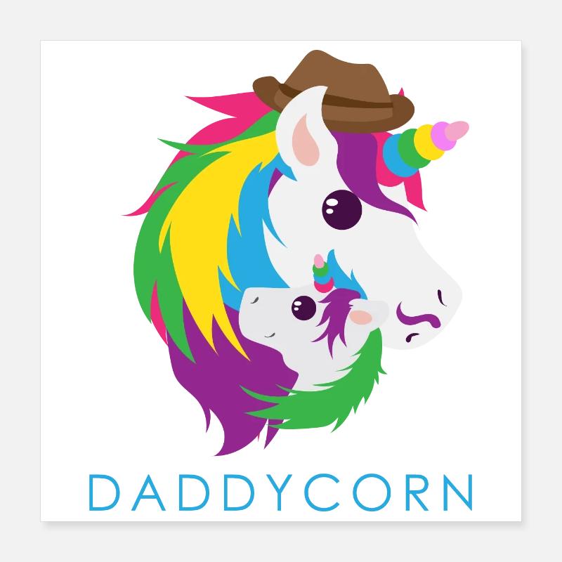 Daddycorn Einhorn-Papa Lustige Geschenkidee Poster 40x40 cm