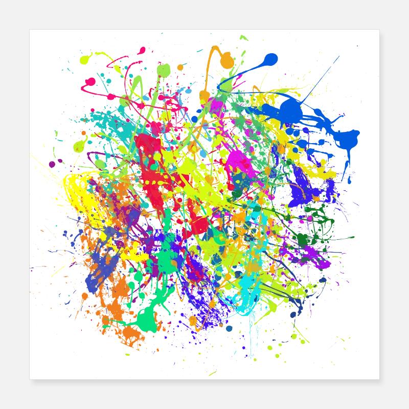 Bunte Kleckse Farben Splatter Poster 40x40 cm