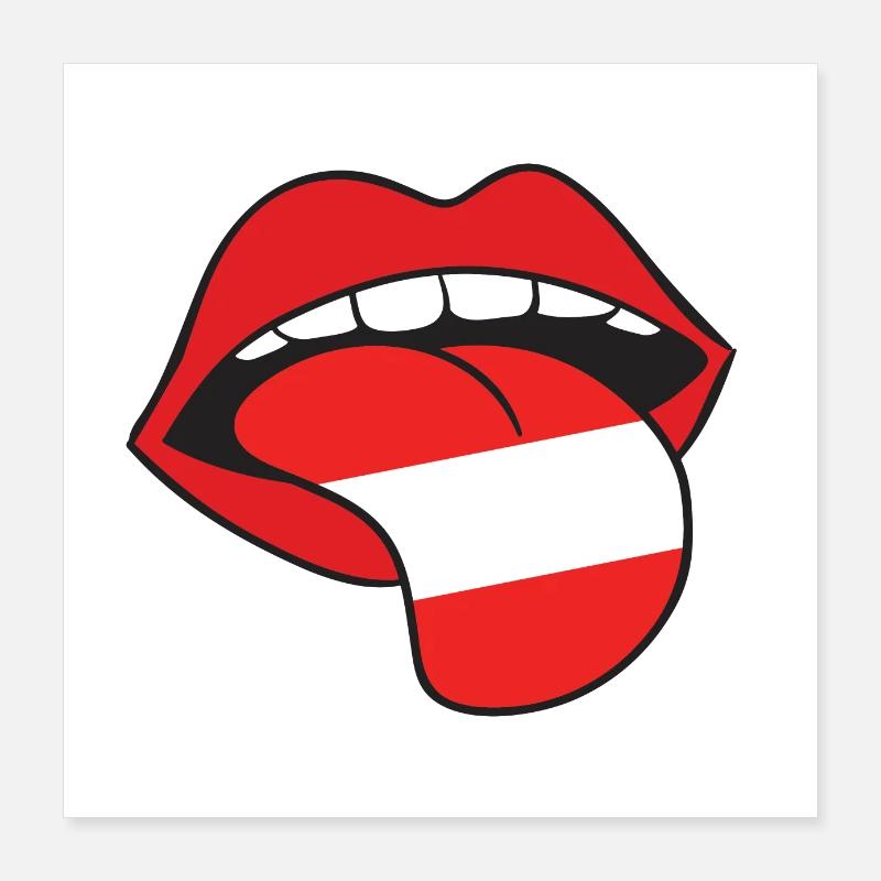 Bouche langue drapeau autriche cadeau rock'n'roll Poster 40 x 40 cm