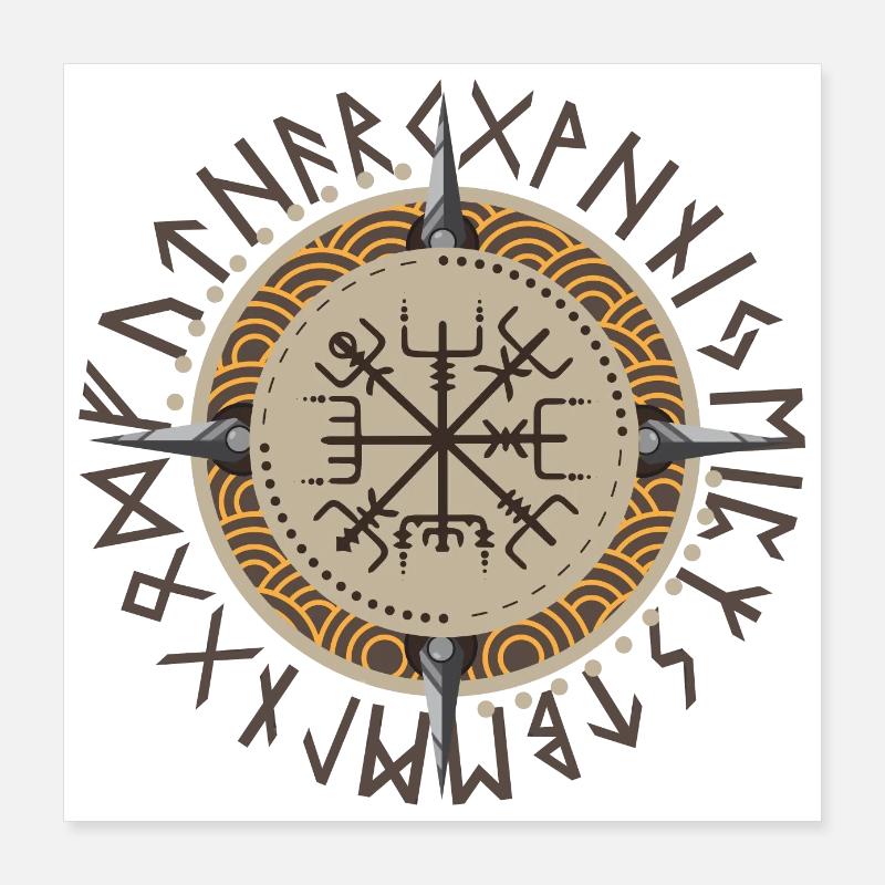 Vikings Vegvisir Krieger Geschenkidee Poster 40x40 cm