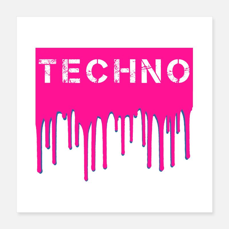 Techno - Poster 40 x 40 cm - blanc