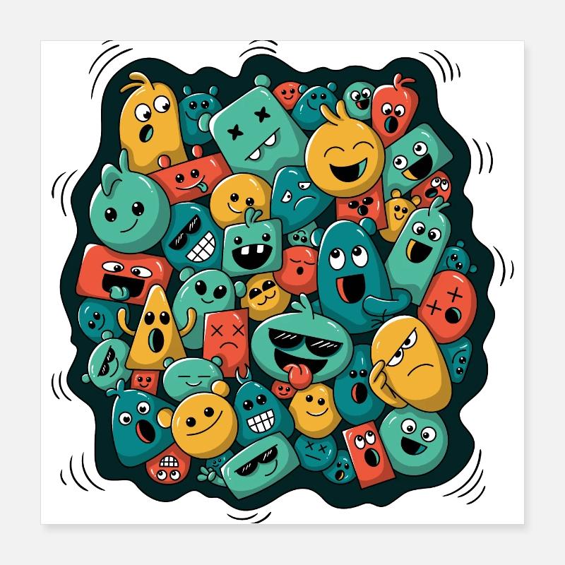 Monstres drôles Poster 40 x 40 cm