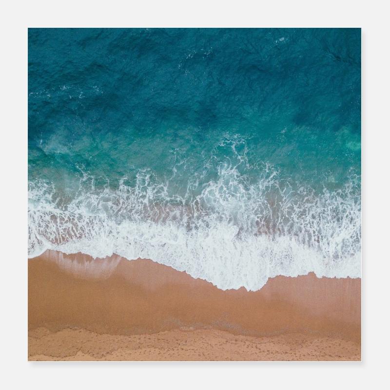 Mer bleue et sable Poster 40 x 40 cm
