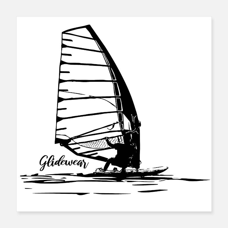 Windsurf Gliding Sketch Poster 40x40 cm