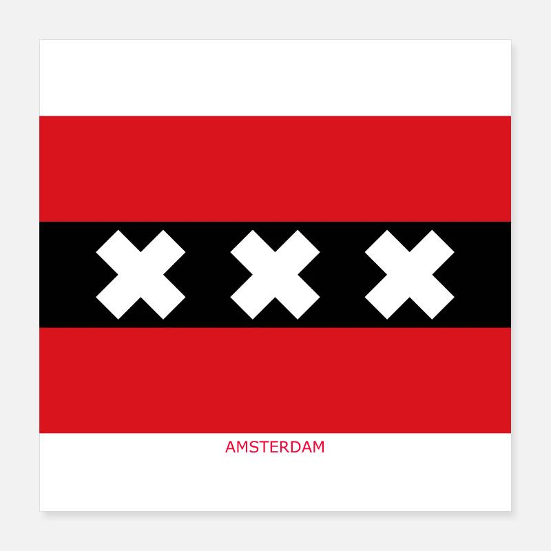 AMSTERDAM FLAG - Poster 16" x 16" (40x40 cm) - white