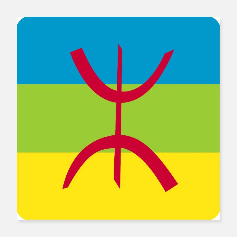 autocollant drapeau berbère réf amazigh Poster 40 x 40 cm