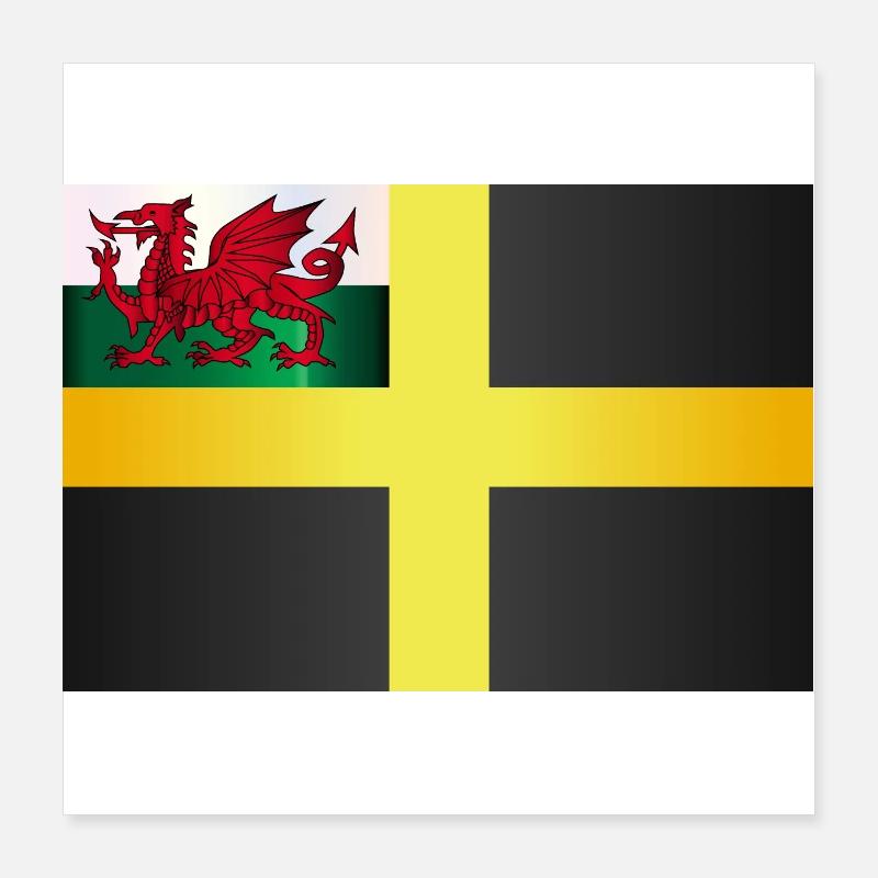 Drapeau de Saint David du Pays de Galles Poster 40 x 40 cm
