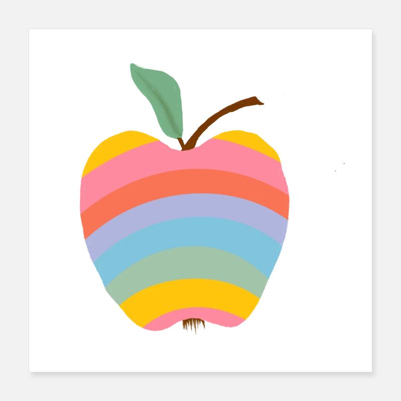 Rainbow Apple Poster 40x40 cm