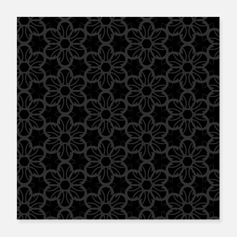 Black Floral Pattern Pretty Chic Flowers Poster 16" x 16" (40x40 cm)