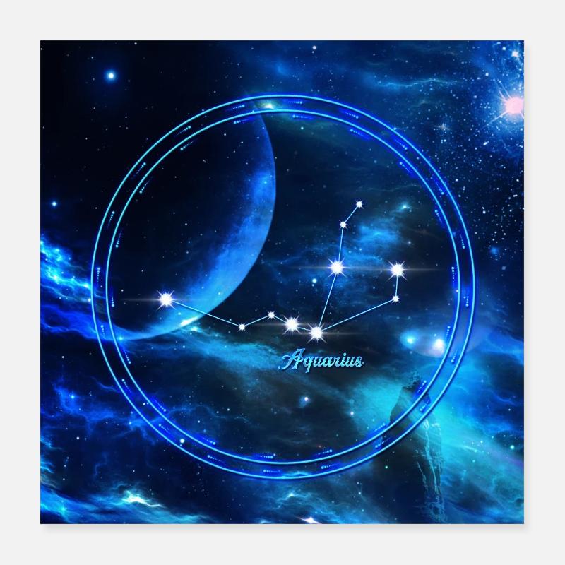 Goldenes Wassermann Sternzeichen Poster 40x40 cm