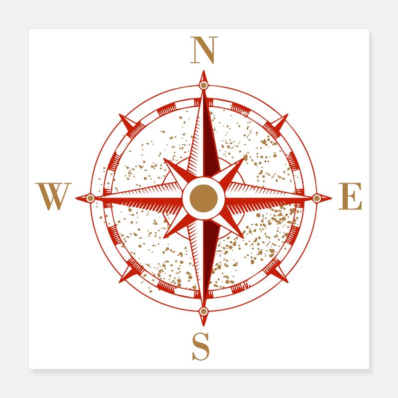 Symbol Kompass Navigation Retro Geschenkidee Poster 40x40 cm