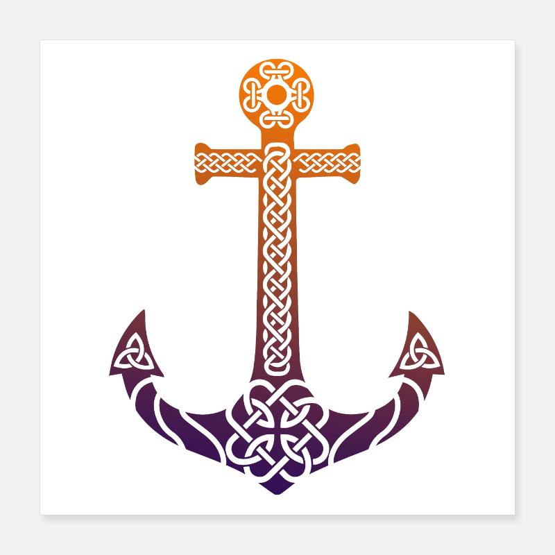 Celtic symbol anchor tribal tattoo gift idea Poster 16" x 16" (40x40 cm)