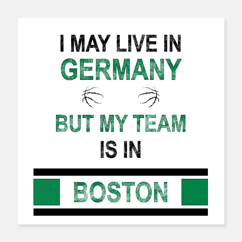 Mon équipe est à Boston | Conception des fans des Celtics Poster 40 x 40 cm