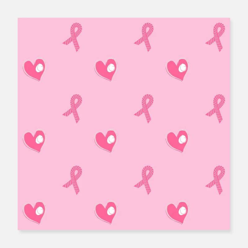 Motif Coeurs et Rubans Rose Poster 40 x 40 cm
