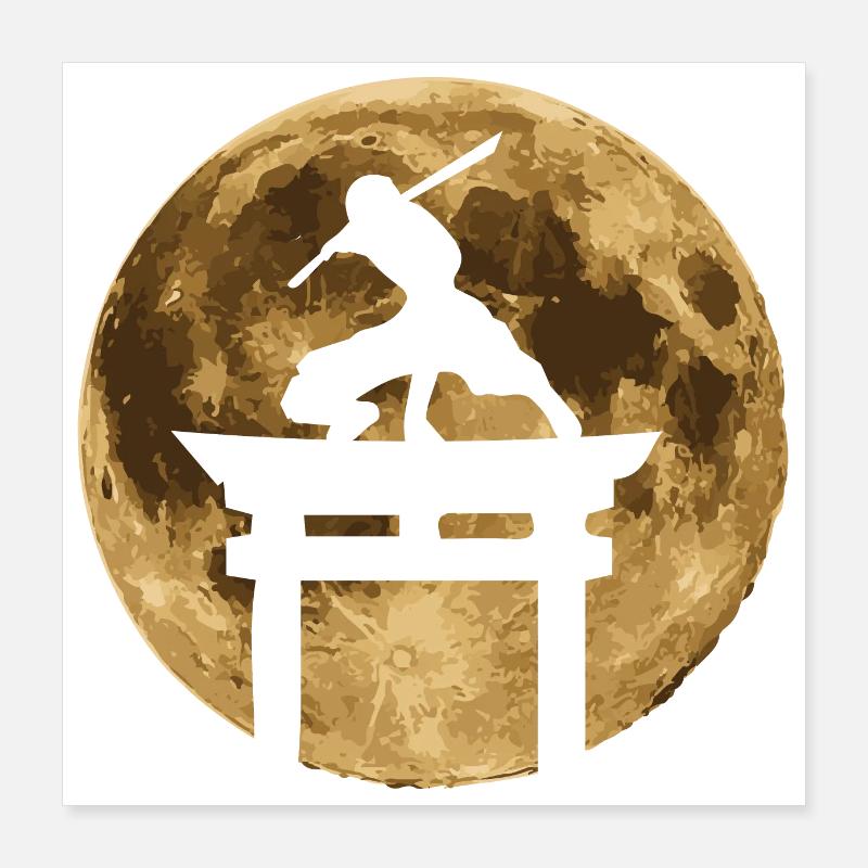 Ninja Moonlight Ninja Lover Gift Idea Poster 16" x 16" (40x40 cm)