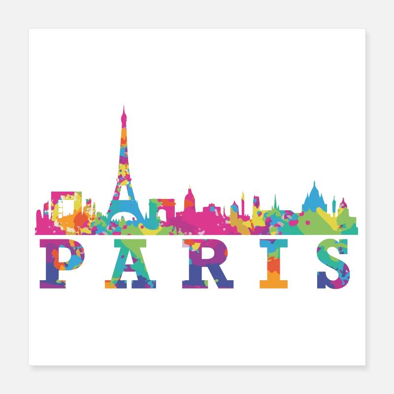 Idée cadeau souvenir Paris Skyline Impression Poster 40 x 40 cm