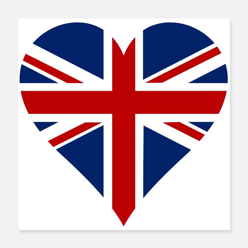 Great Britain Flag Heart Poster 16" x 16" (40x40 cm)