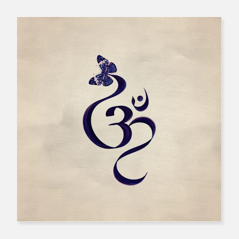 Simbolo OM e farfalla - acquerello Poster 40x40 cm