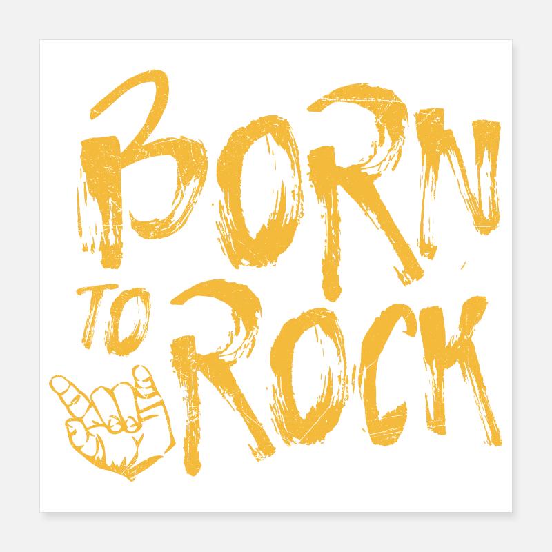 Heavy Metal Born To Rock Mano cornuta gift idea Poster 16" x 16" (40x40 cm)