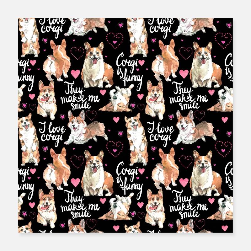 Corgi Hals Gator Pembrook Welsh Corgi Poster 40x40 cm