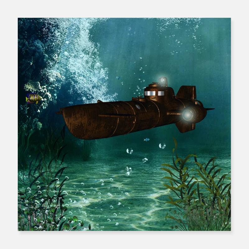 Impressive submarine Poster 16" x 16" (40x40 cm)