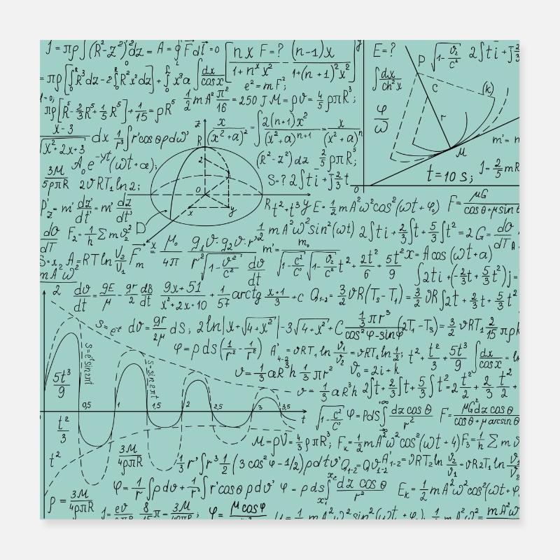 Modèle d’équation mathématique, Math Formula Lover Cadeau Poster 40 x 40 cm