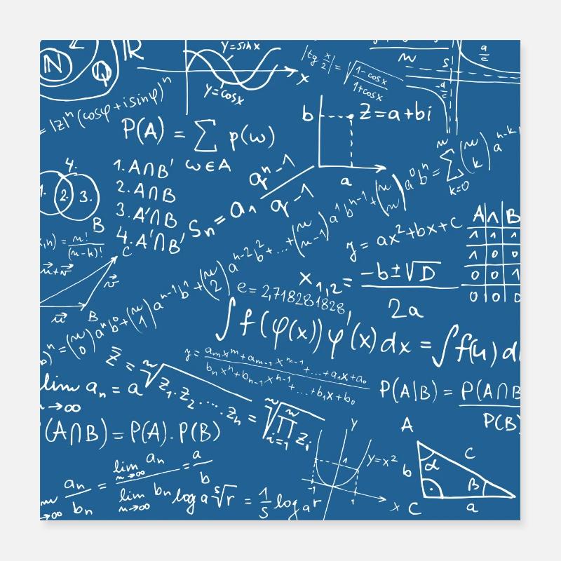 Mathe-Gleichung-Muster, quadratische Formel Mathe Geschenk - Poster 40x40 cm - Weiß