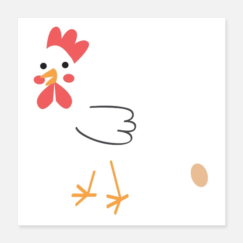 Poulet caca un œuf! Poster 40 x 40 cm