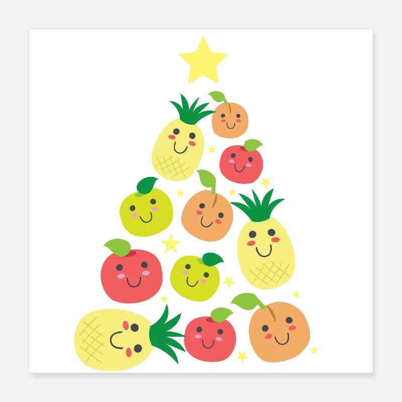 Gesunder fruchtiger Weihnachtsbaum Poster 40x40 cm