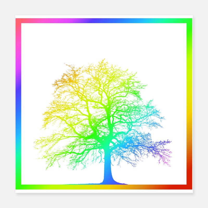 Regenbogenbaum - Baum - Natur - LGBT Poster 40x40 cm