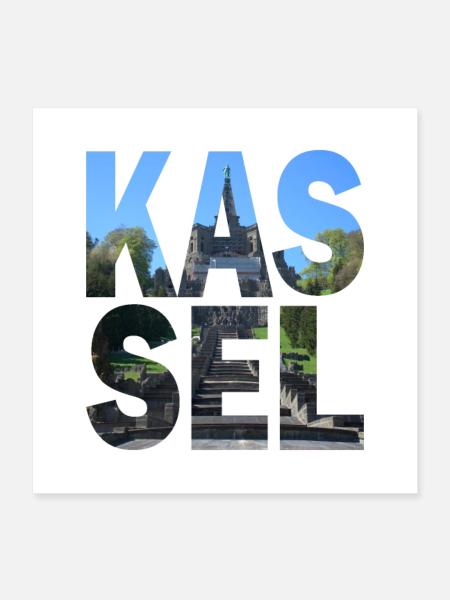 Kassel Tempeltreppe - Poster 40x40 cm - Weiß