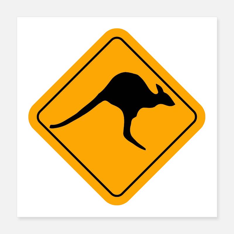 Känguru-Zeichen Poster 40x40 cm