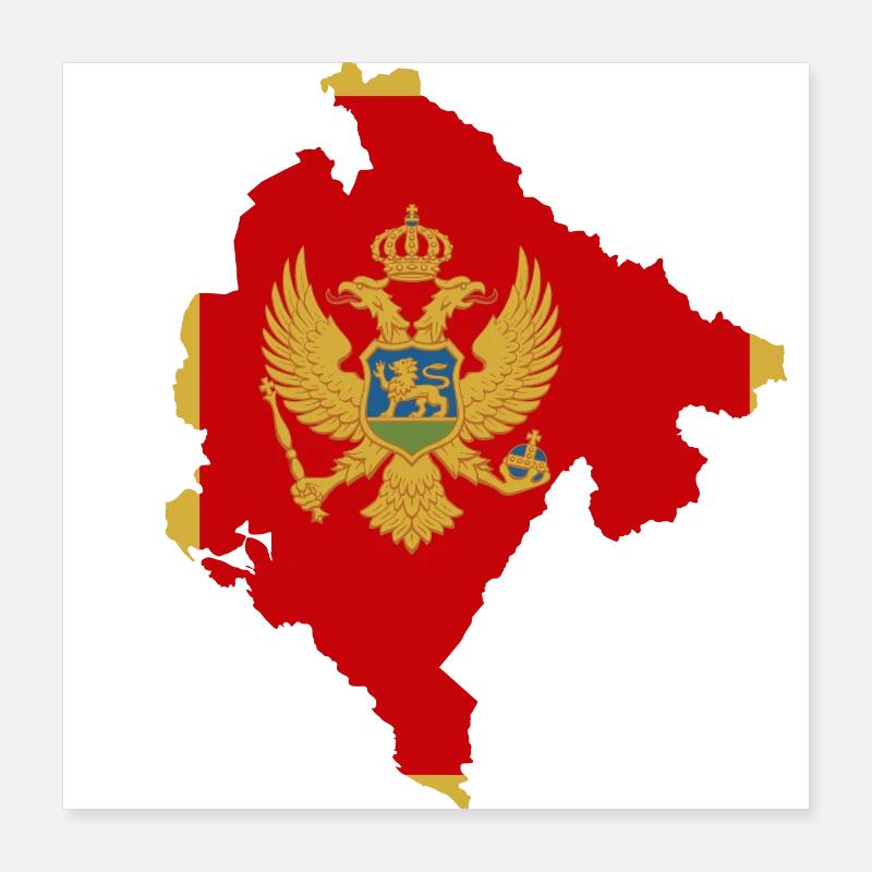 Drapeau monténégro carte drapeau Poster 40 x 40 cm