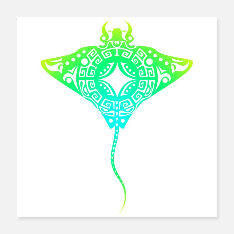Maori Rochen Polynesian Tribal Tattoo Geschenkidee Poster 40x40 cm