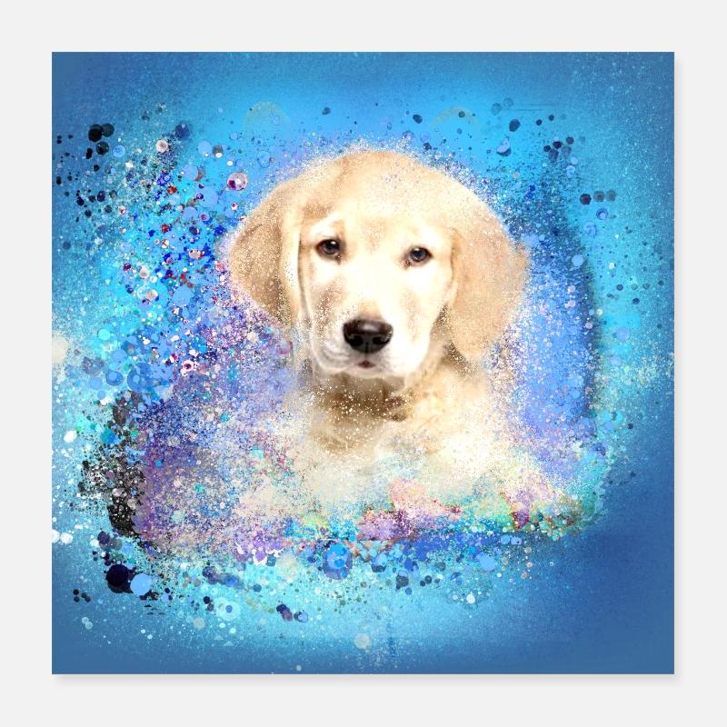 Labrador, cane, illustrazione, cucciolo, golden retriever Poster 40x40 cm