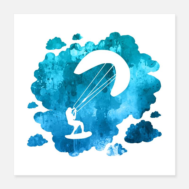 Cadeau rétro de kite surf à double exposition Poster 40 x 40 cm
