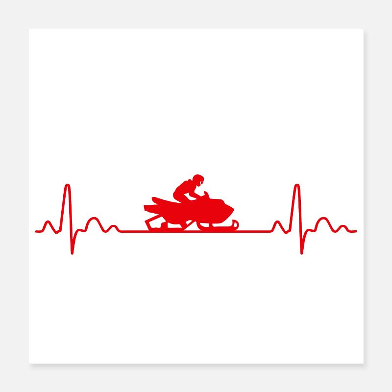 Heartbeat Snowmobile Snowmobiling Winter Gift Poster 16" x 16" (40x40 cm)