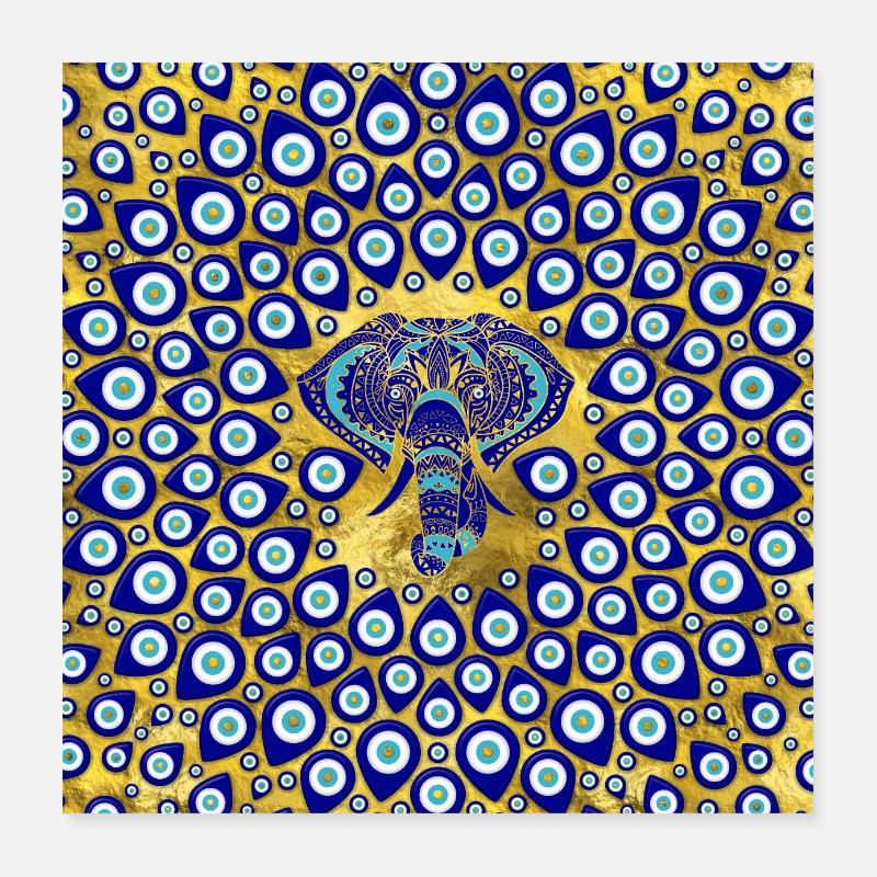 Ornement d'éléphant Evil Eye Poster 40 x 40 cm