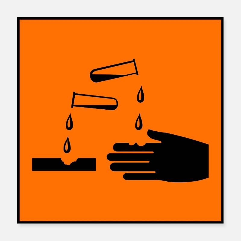 Symbole de danger caustique Poster 40 x 40 cm